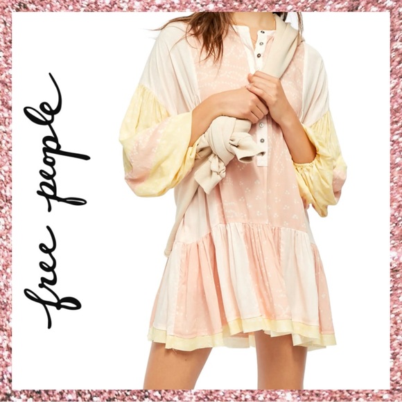 Free People Tops - NWT FREE PEOPLE Multicolored Shibori Tunic Top Mini Dress in Coral Combo XL NEW